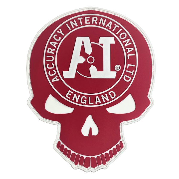 AI Logo in AI Skull patch PVC - Red White