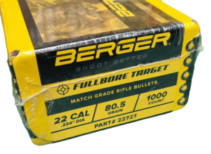 22 Caliber 80.5 Grain FULLBORE Target Rifle Bullet - 1000 Count