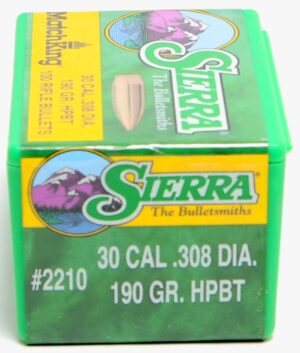 30 Caliber 190 Grain Sierra Match King HPBT Rifle Bullet - 100 Count