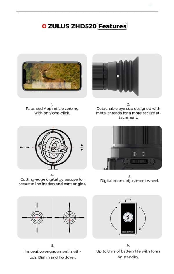 ZULUS HD 3-12X Day/Night Digital Laser Range Finder & Ballistic Calculator - Image 7