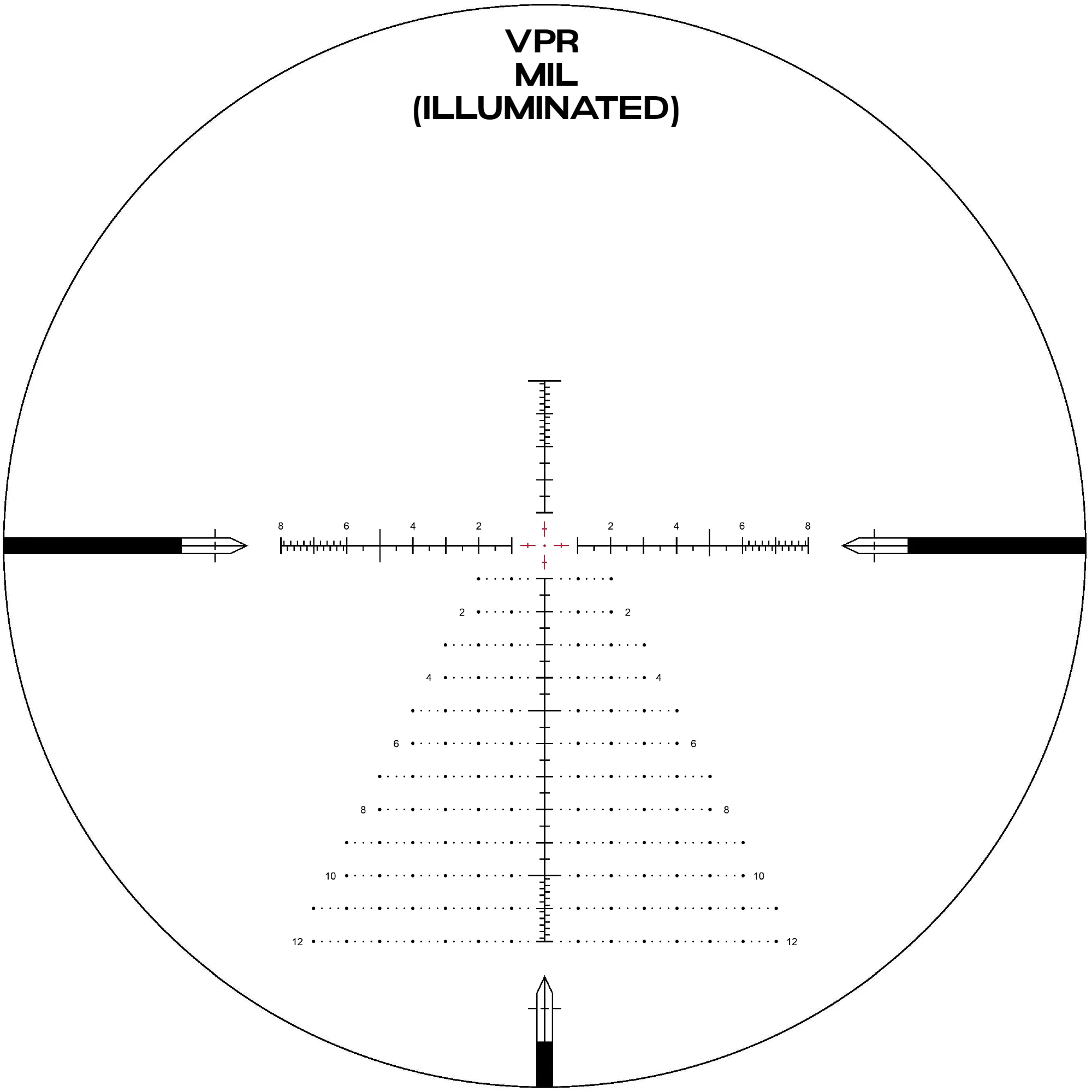 Arken EP-5 GenII 5-25x56 VPR-MIL illuminated reticle diagram