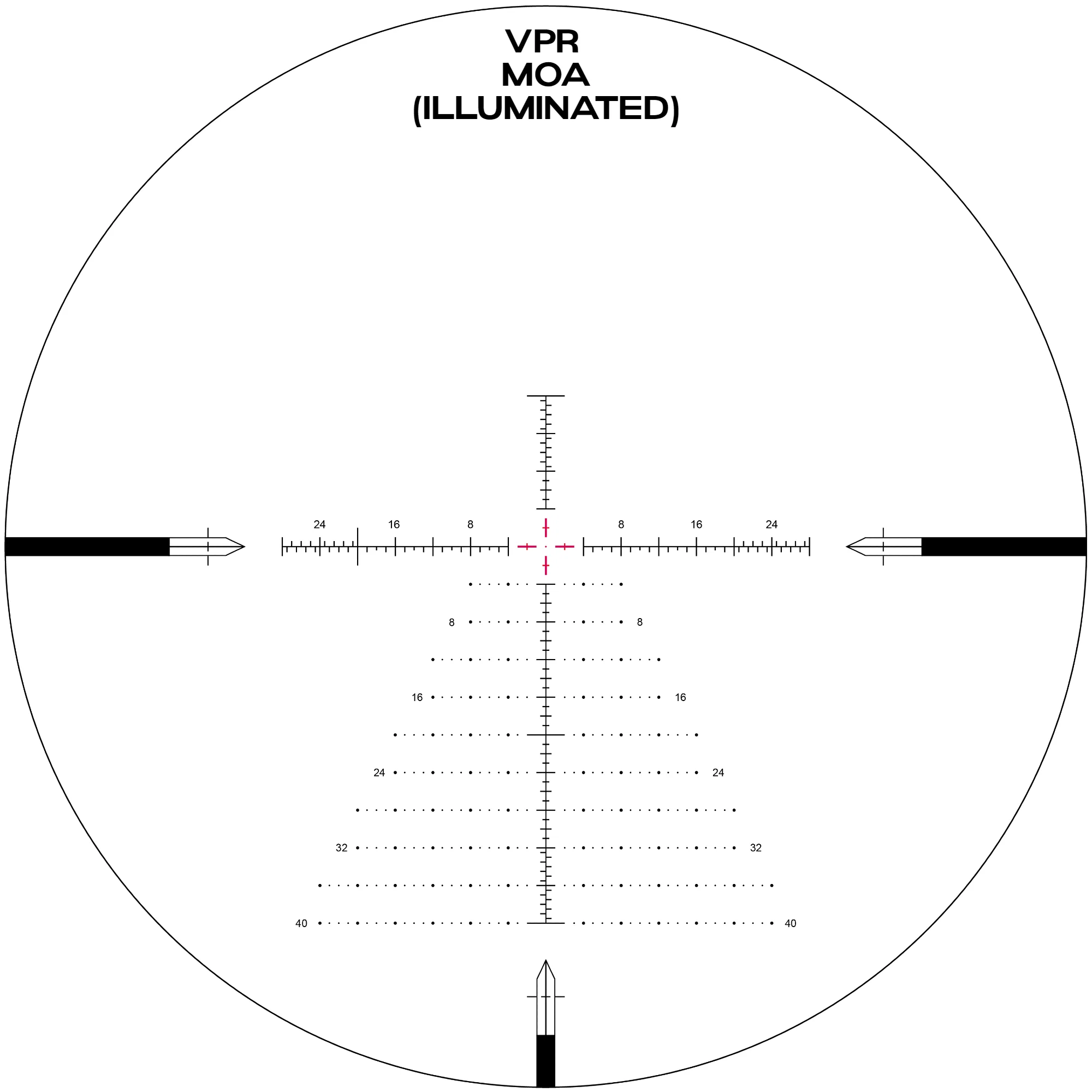 Arken EP-5 GenII 5-25x56 VPR-MOA illuminated reticle diagram