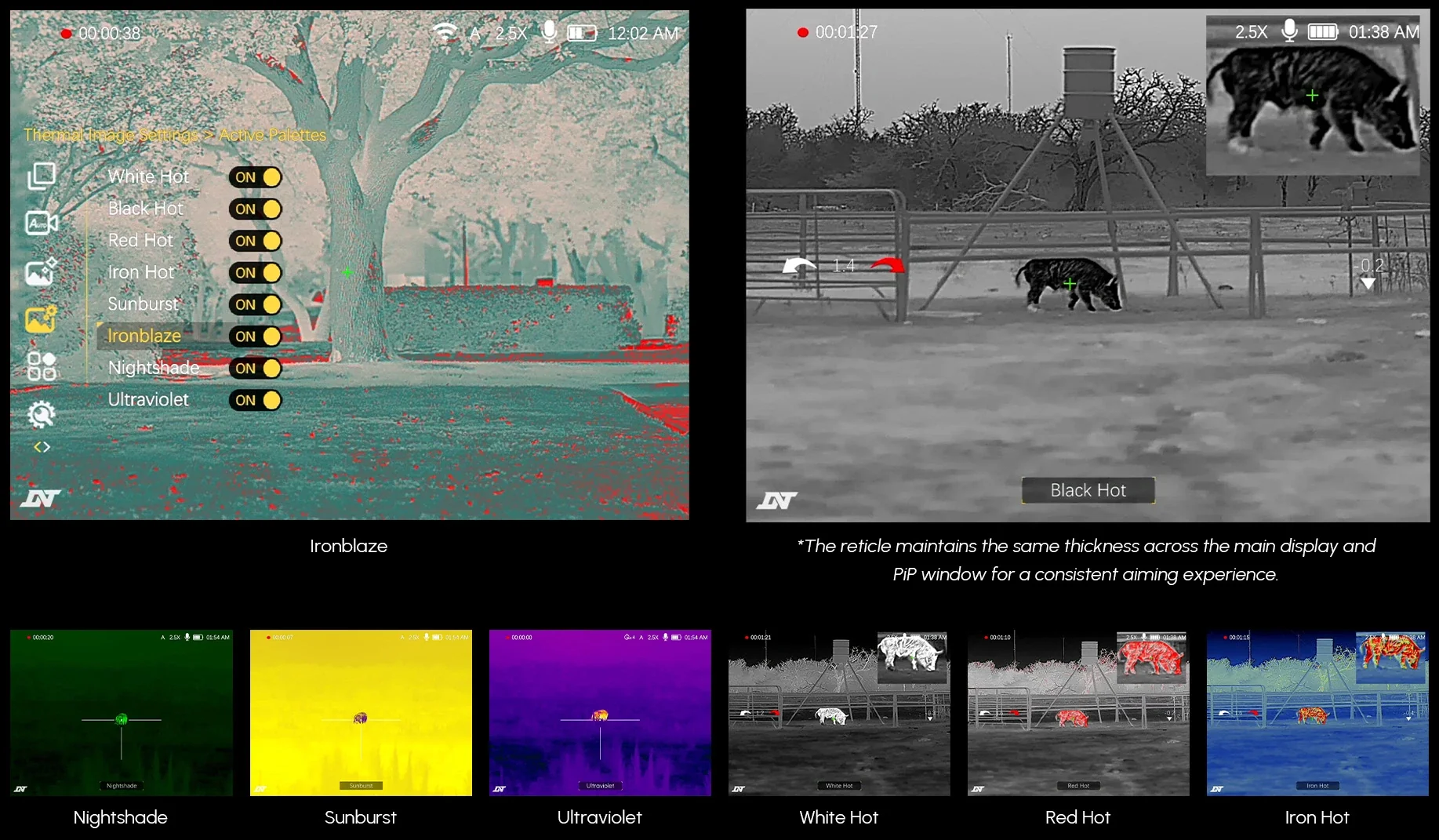 DNT Optics HYDRA HS650R thermal colour palette options