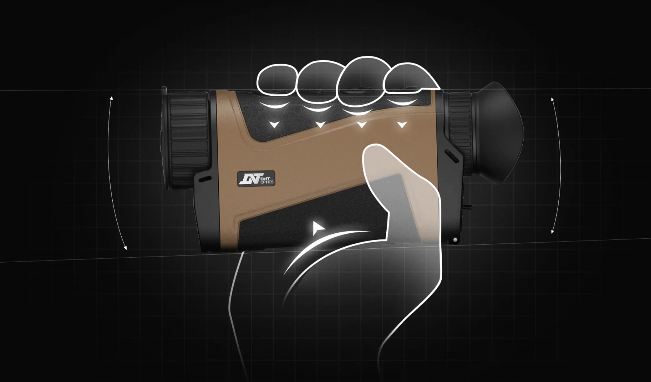 DNT Optics HOUND H325R ergonomic grip and control layout