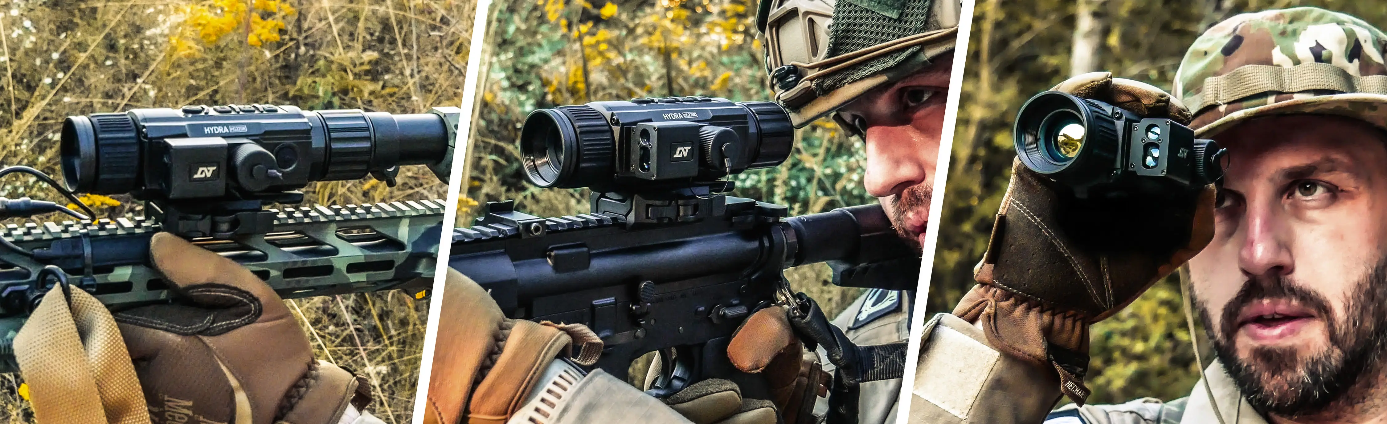 DNT Optics HYDRA HS335R mounted on a rifle and in handheld use