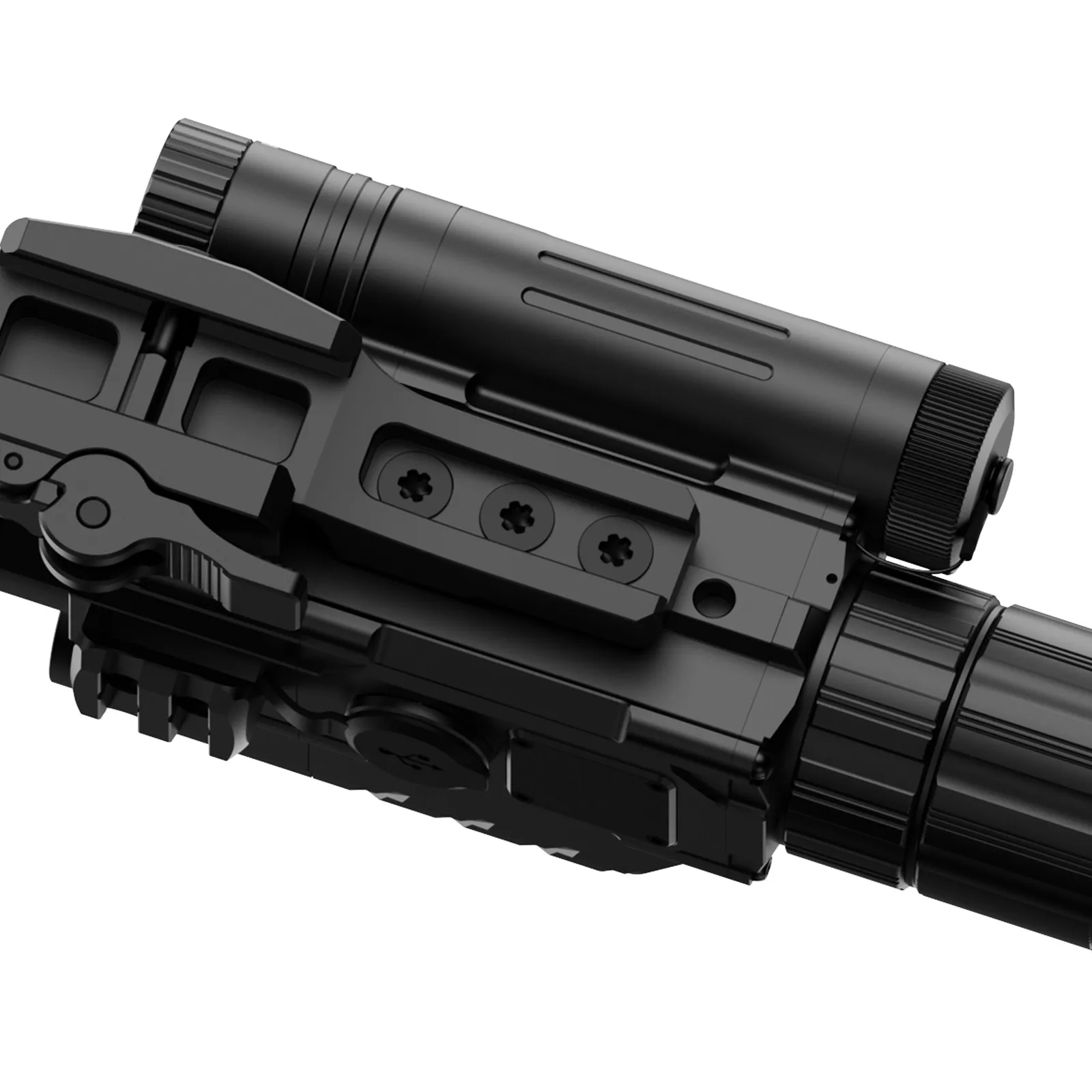 DNT Optics TNC4K219R ThermNight 4K, close-up of the top rail, controls and mount