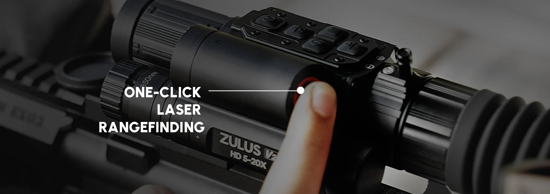 DNT Optics ZHD520R-V2 one-click laser rangefinding button, close-up of the device body